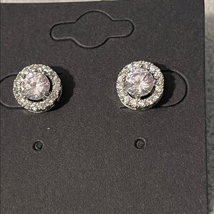 Silver Halo stud Earrings Raised